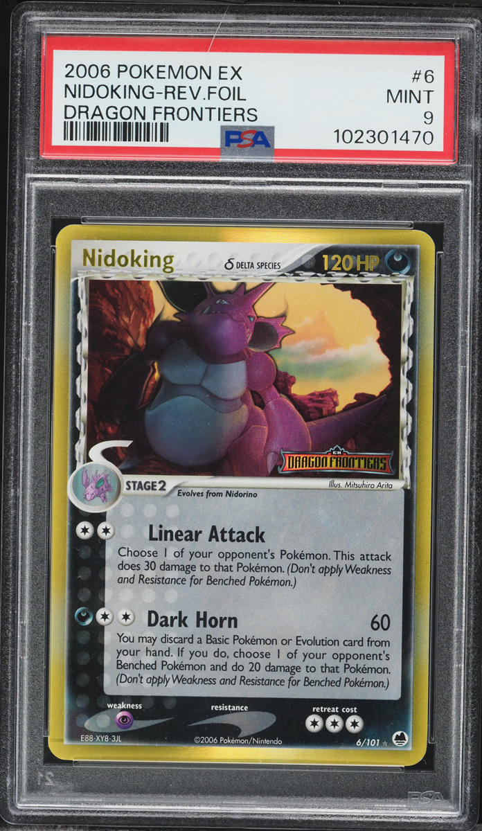 2006 Pokemon EX Dragon Frontiers Reverse Holo Nidoking #6 PSA 9 MINT