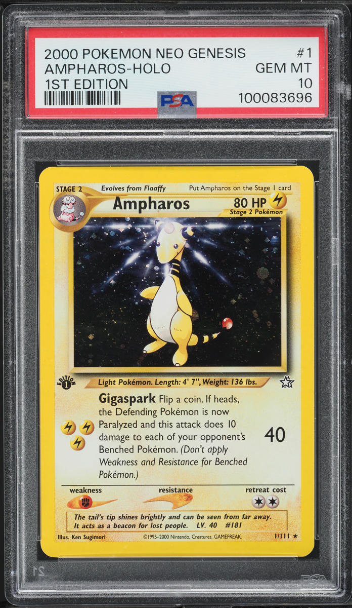 2000 Pokemon Neo Genesis 1st Edition Holo Ampharos #1 PSA 10 GEM MINT