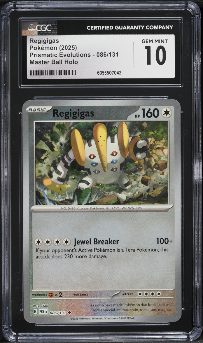 2025 Pokemon SV Prismatic Evolutions Master Ball Holo Regigigas #86 CGC 10 GEM MINT