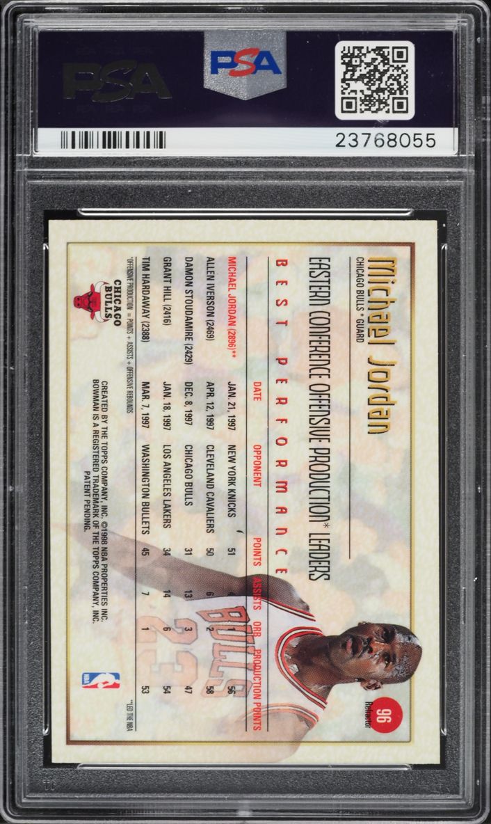 1997 Bowman's Best Refractor Michael Jordan #96 PSA 10 GEM MINT