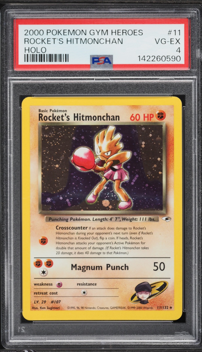2000 Pokemon Gym Heroes Holo Rocket's Hitmonchan #11 PSA 4 VGEX