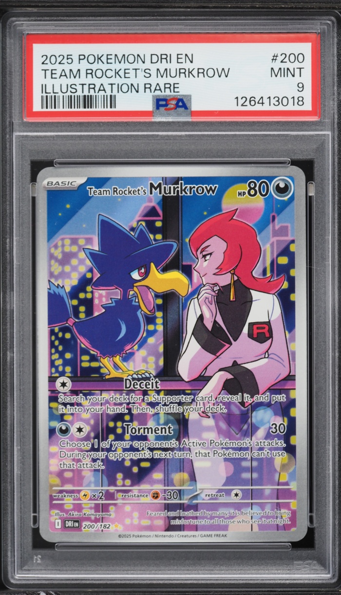 2025 Pokemon Scarlet & Violet Destined Rivals IR Team Rocket's Murkrow #200 PSA 9 MINT