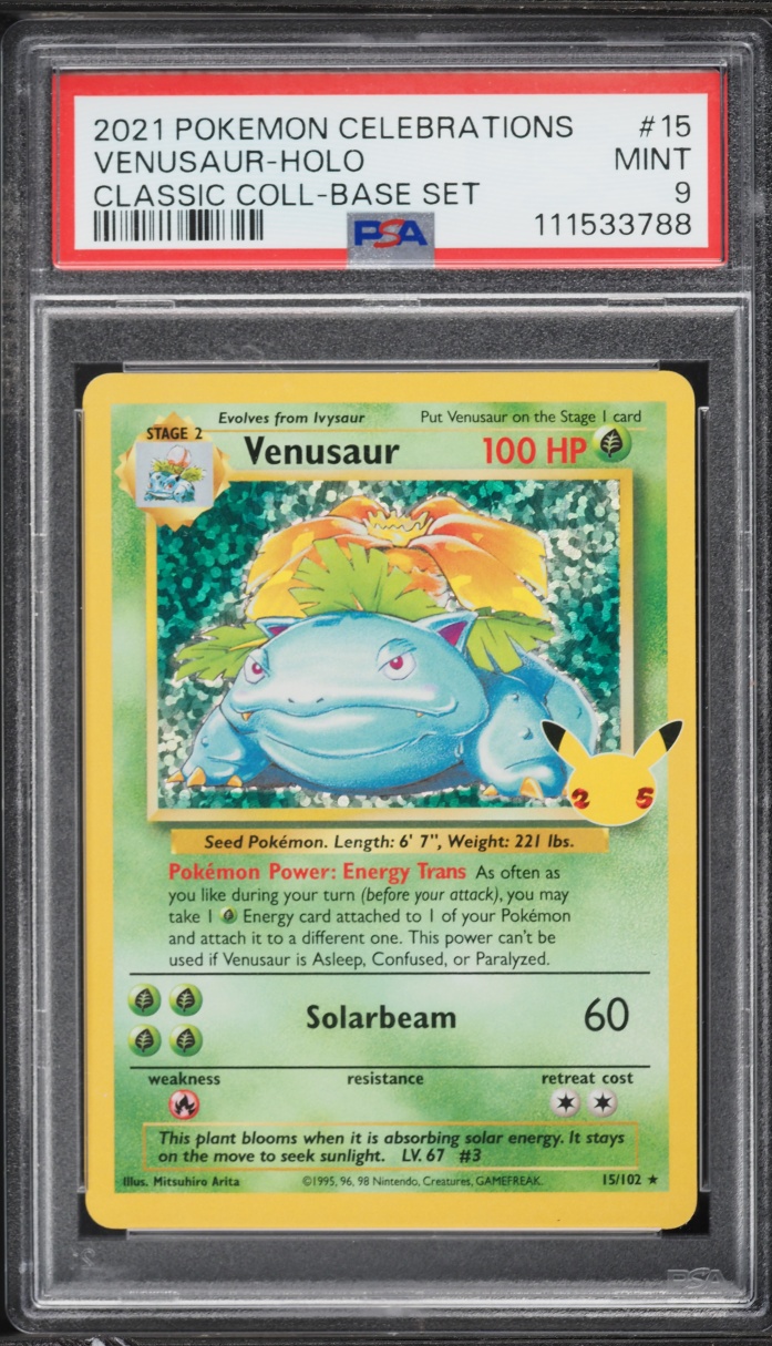 2021 Pokemon Sword & Shield Celebrations Classic Collection Holo Venusaur #15 PSA 9 MINT