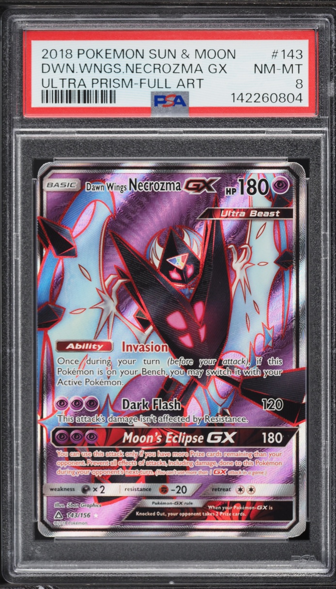 2018 Pokemon Sun & Moon Ultra Prism Alt Art Dawn Wings Necrozma GX #143 PSA 8 NM-MT