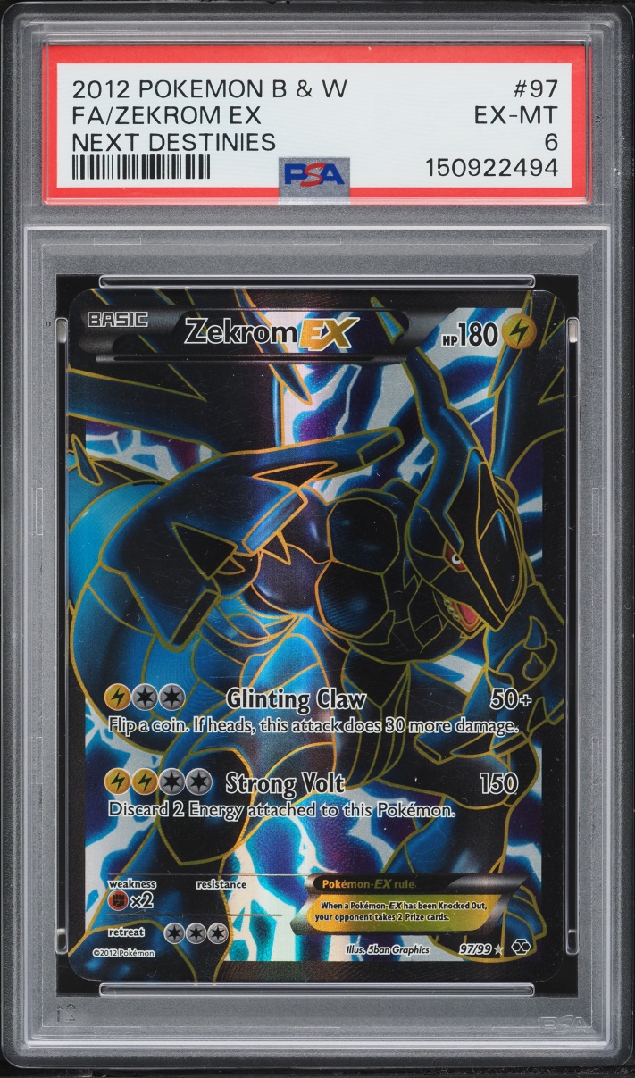 2012 Pokemon Black & White Next Destinies Full Art Zekrom EX #97 PSA 6 EXMT