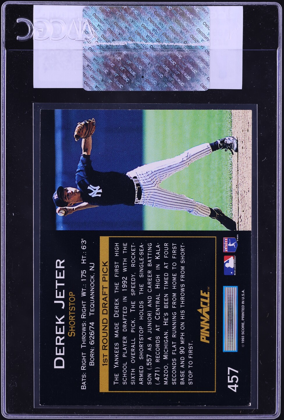 1993 Pinnacle Derek Jeter ROOKIE #457 CGC AUTH