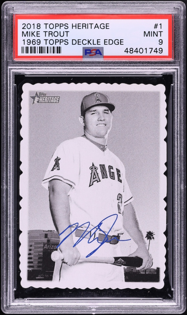 2018 Topps Heritage '69 Deckle Edge Mike Trout #1 PSA 9 MINT