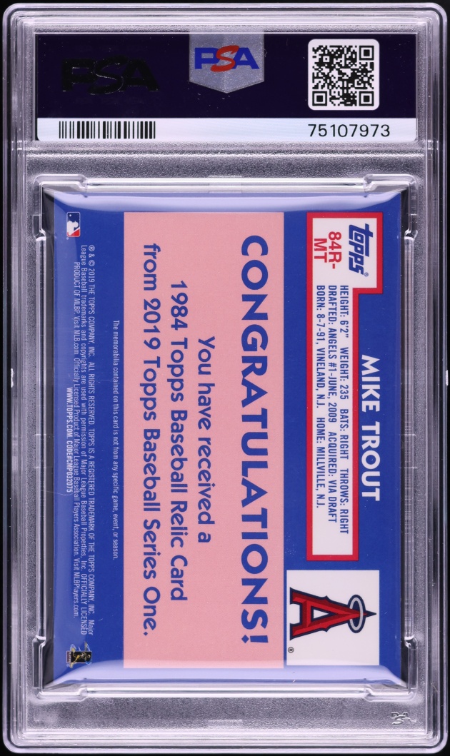 2019 Topps '84 Mike Trout PATCH #84R-MT PSA 9 MINT