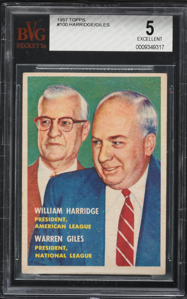 1957 Topps League Presidents William Harridge & Warren Giles #100 BVG 5 EX