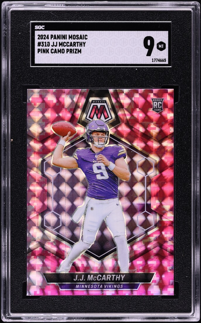2024 Panini Mosaic Pink Camo Prizm J.J. McCarthy ROOKIE #310 SGC 9 MINT