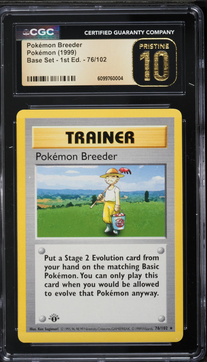 1999 Pokemon Base Set Shadowless 1st Edition Breeder #76 CGC 10 PRISTINE