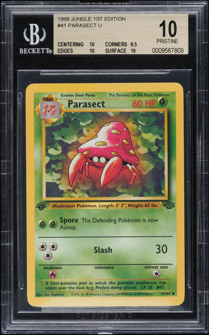 1999 Pokemon Jungle 1st Edition Parasect #41 BGS 10 PRISTINE