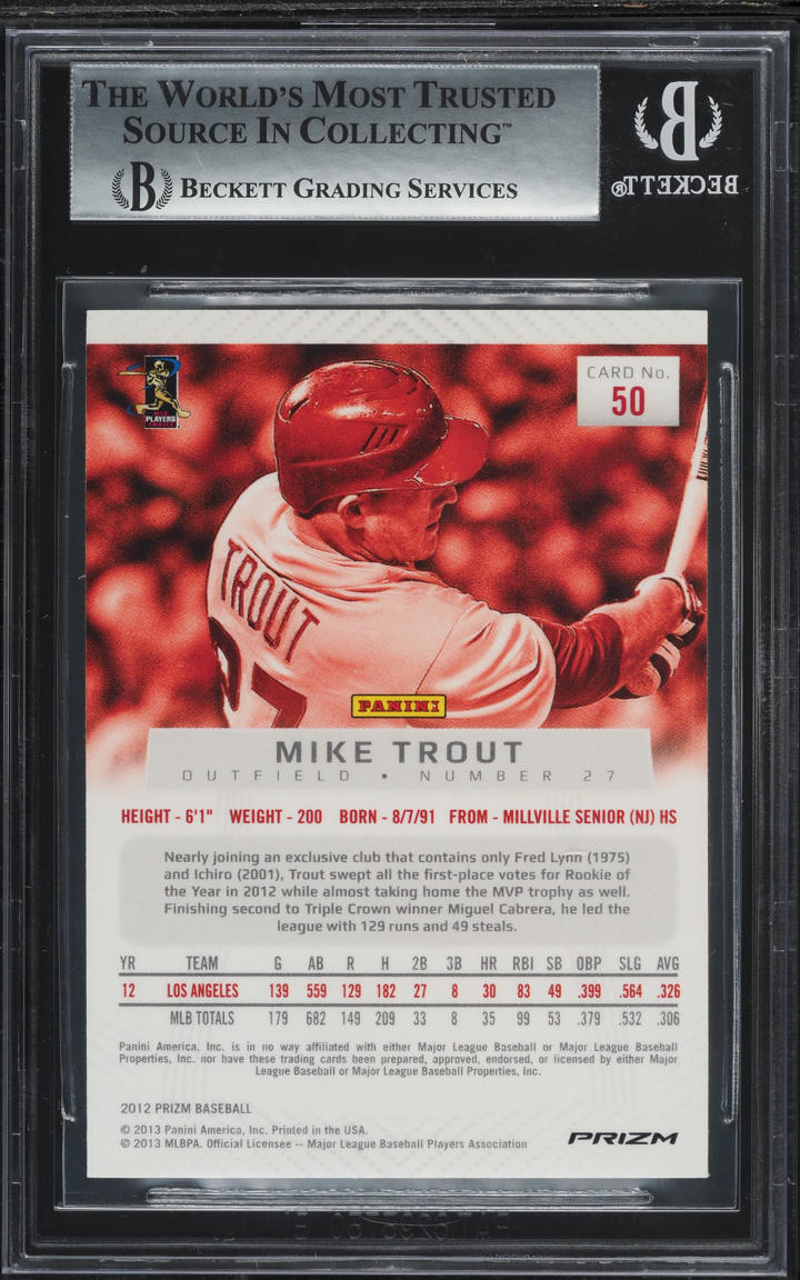 2012 Panini Prizm Silver Mike Trout #50 BGS 9 MINT