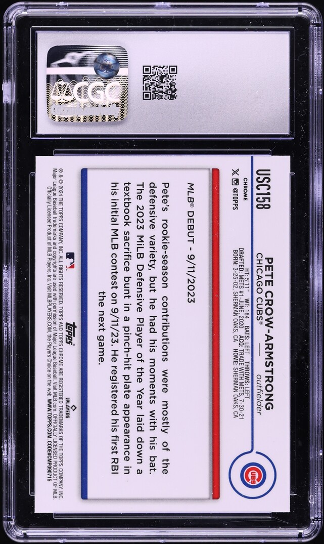 2024 Topps Chrome Update Pete Crow-Armstrong ROOKIE #USC158 CGC 10 GEM MINT