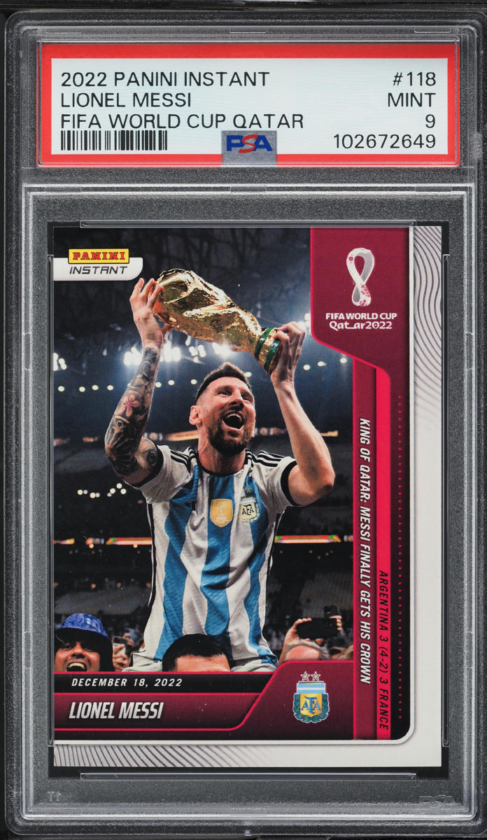2022 Panini Instant FIFA World Cup Qatar Lionel Messi /22081 #118 PSA 9 MINT