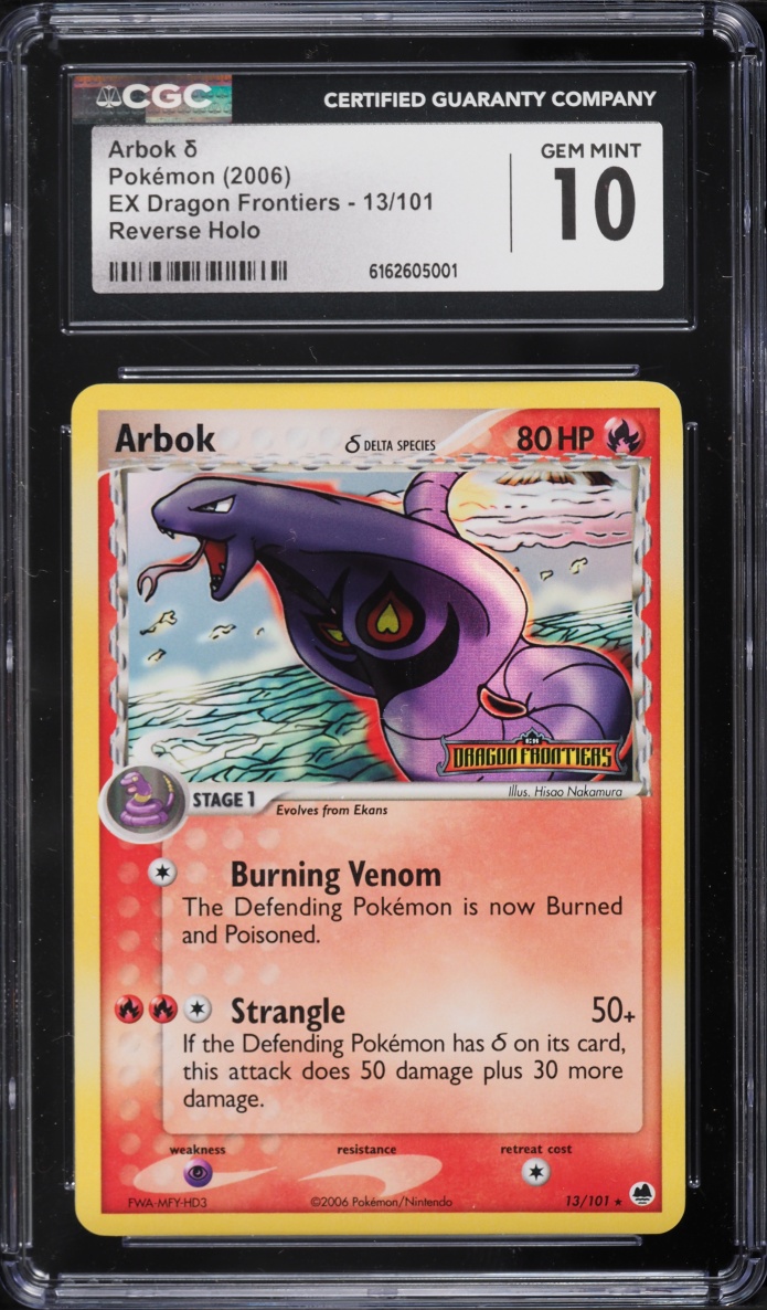 2006 Pokemon EX Dragon Frontiers Reverse Holo Arbok #13 CGC 10 GEM MINT