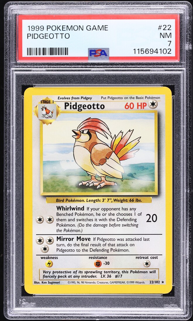 1999 Pokemon Base Set Pidgeotto #22 PSA 7 NRMT