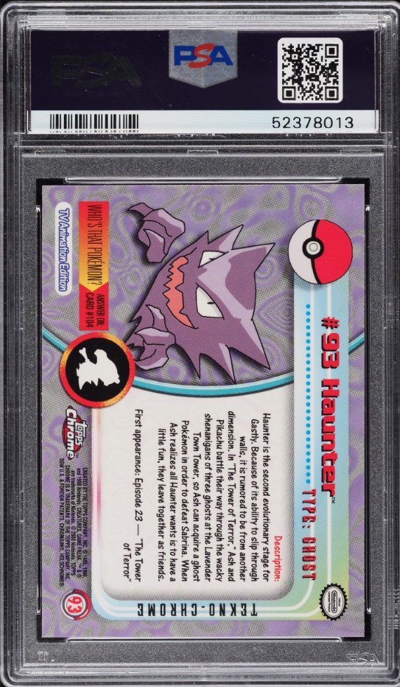 2000 Topps Chrome Pokemon Series 2 Tekno Haunter #93 PSA 10 GEM MINT
