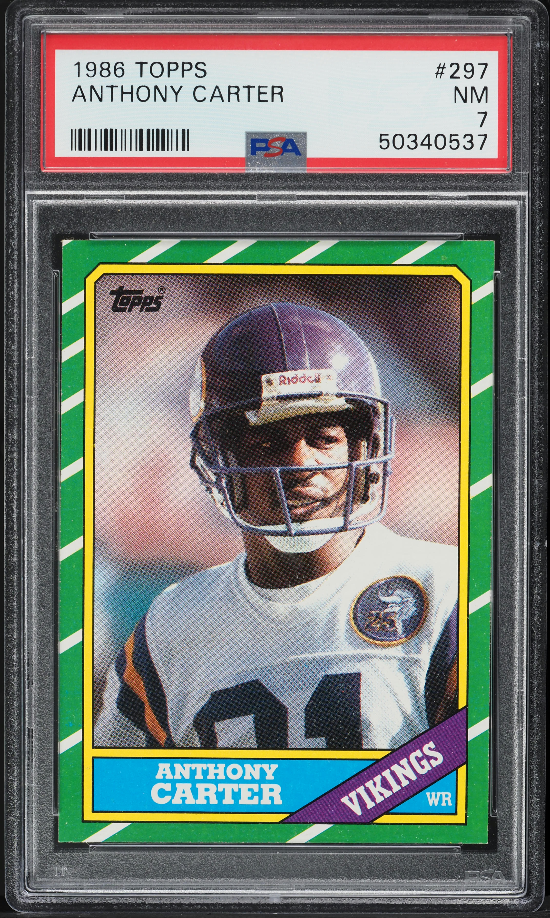 1986 Topps Football Anthony Carter ROOKIE #297 PSA 7 NRMT