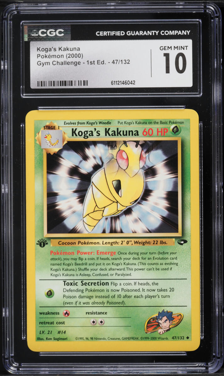 2000 Pokemon Gym Challenge 1st Edition Koga's Kakuna #47 CGC 10 GEM MINT