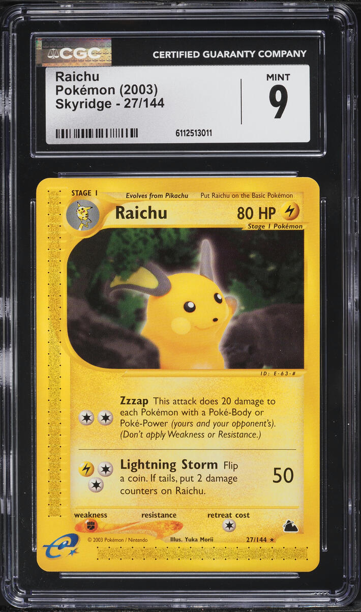 2003 Pokemon Skyridge Raichu #27 CGC 9 MINT