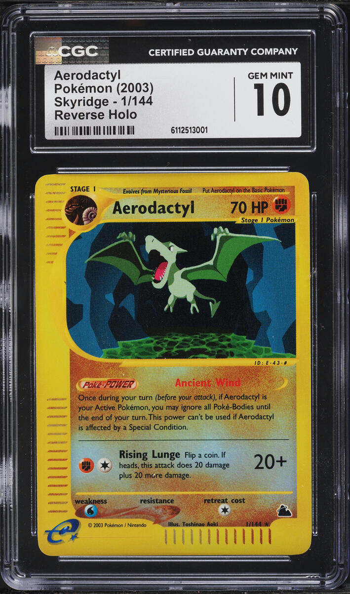 2003 Pokemon Skyridge Reverse Holo Aerodactyl #1 CGC 10 GEM MINT