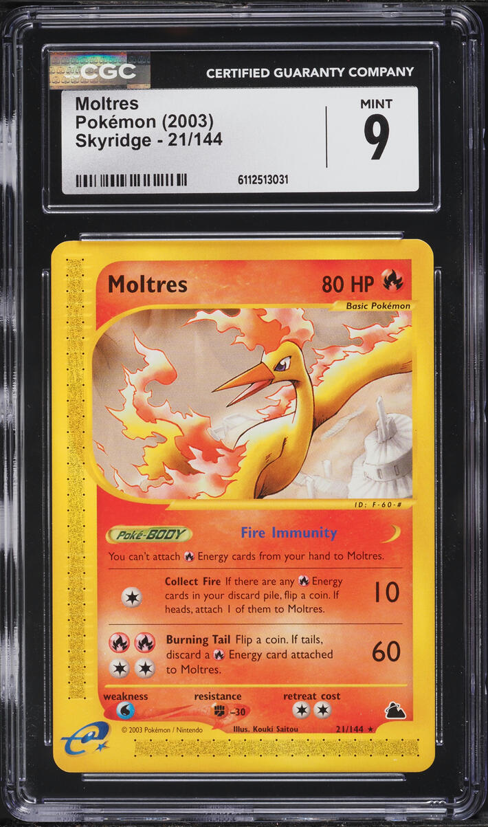 2003 Pokemon Skyridge Moltres #21 CGC 9 MINT