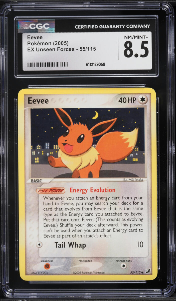 2005 Pokemon EX Unseen Forces Eevee #55 CGC 8.5 NM-MT+