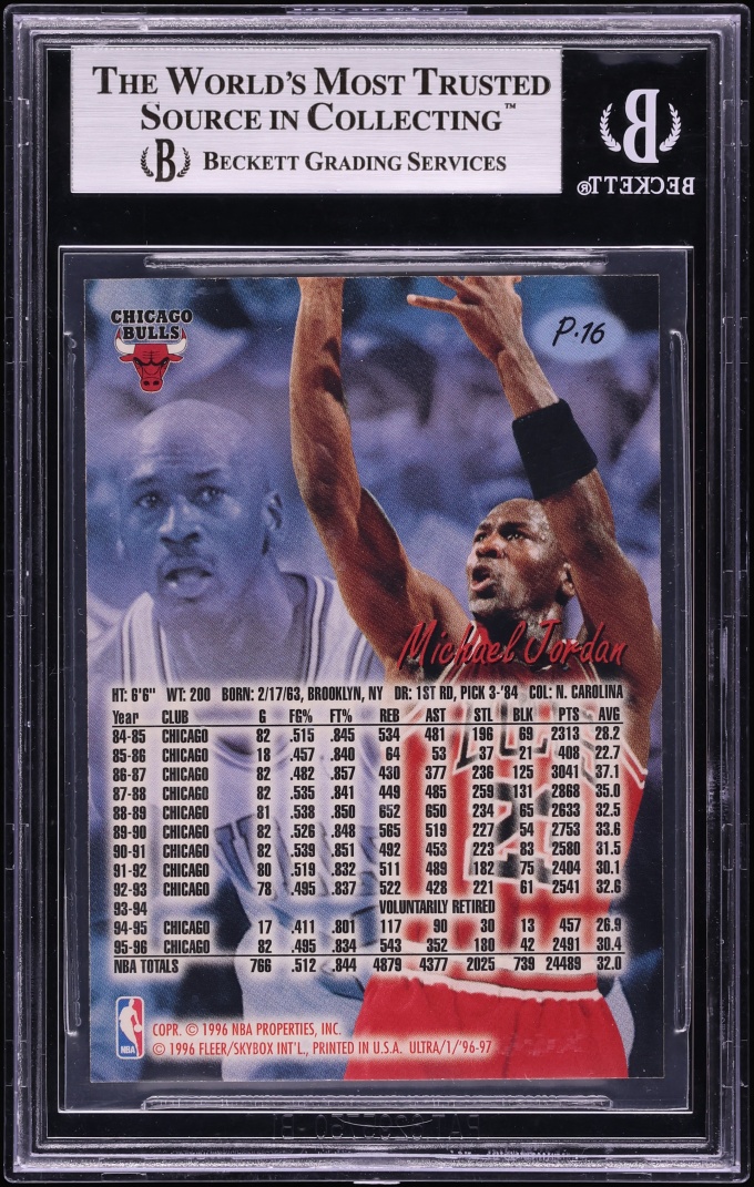 1996 Ultra Platinum Medallion Michael Jordan #P16 BGS 8.5 NM-MT+