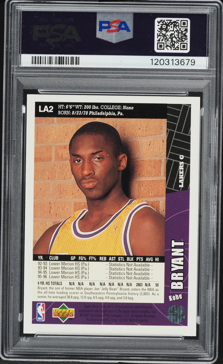 1996 Collector's Choice Lakers Team Set Kobe Bryant ROOKIE #LA2 PSA 9 MINT