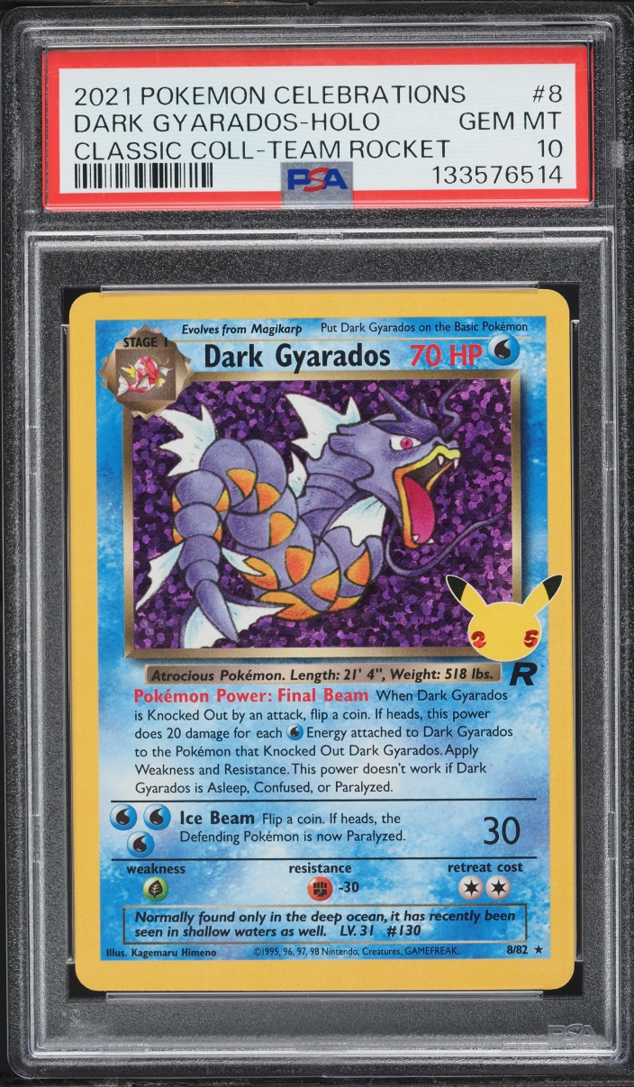2021 Pokemon Sword & Shield Celebrations Classic Team Rocket Holo Dark Gyarados #8 PSA 10 GEM