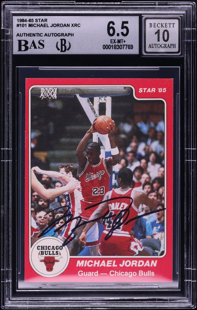 1984 Star Basketball Michael Jordan ROOKIE AUTO #101 BAS BGS 6.5 EXMT+
