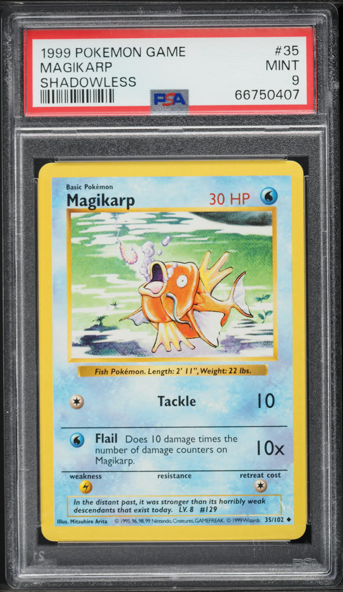 1999 Pokemon Base Set Shadowless Magikarp #35 PSA 9 MINT on Fanatics ...