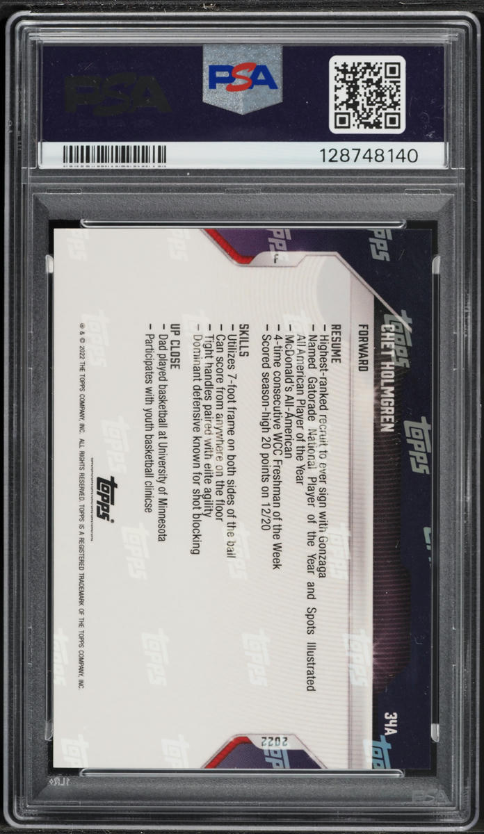 2021 Bowman Next Chet Holmgren ROOKIE AUTO /99 #34A PSA 9 MINT