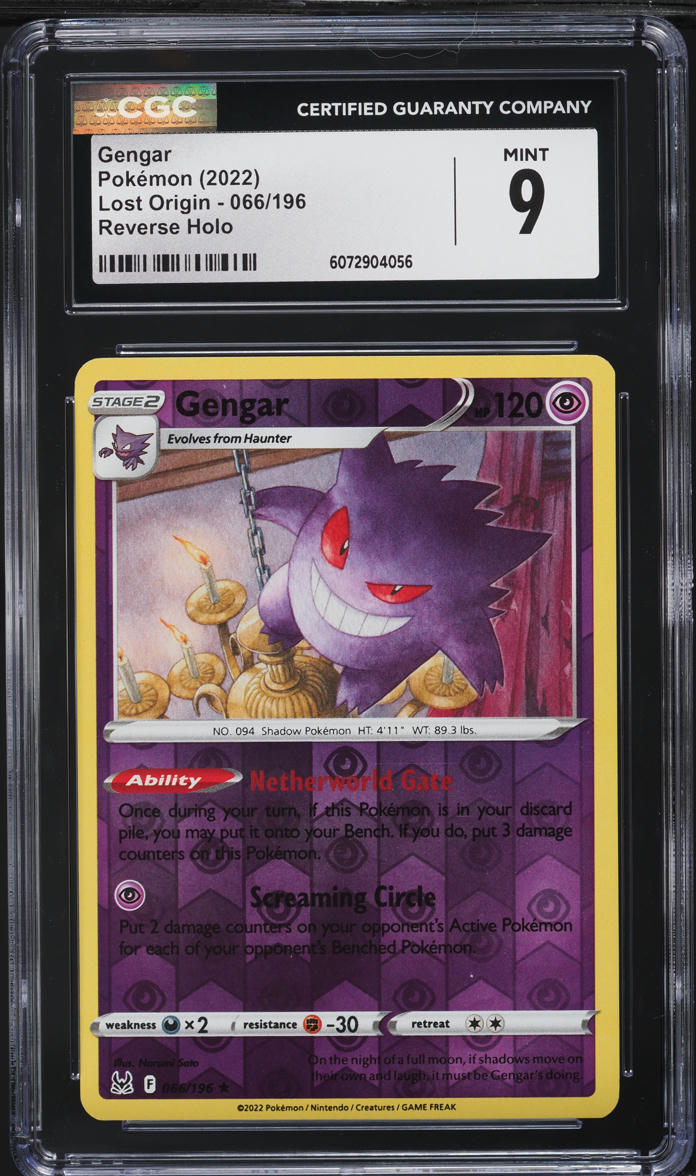 2022 Pokemon Sword & Shield Lost Origin Reverse Holo Gengar #66 CGC 9 ...