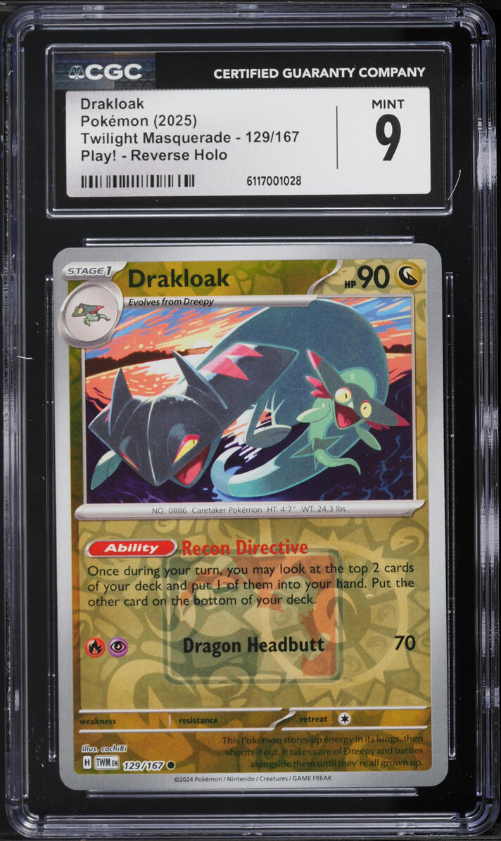 2025 Pokemon Twilight Masquerade Play! Reverse Holo Drakloak #129 CGC 9 MINT