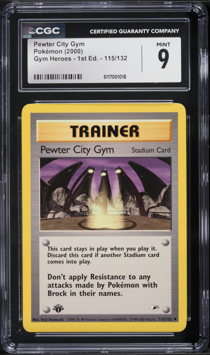 2000 Pokemon Gym Heroes 1st Edition Pewter City Gym #115 CGC 9 MINT
