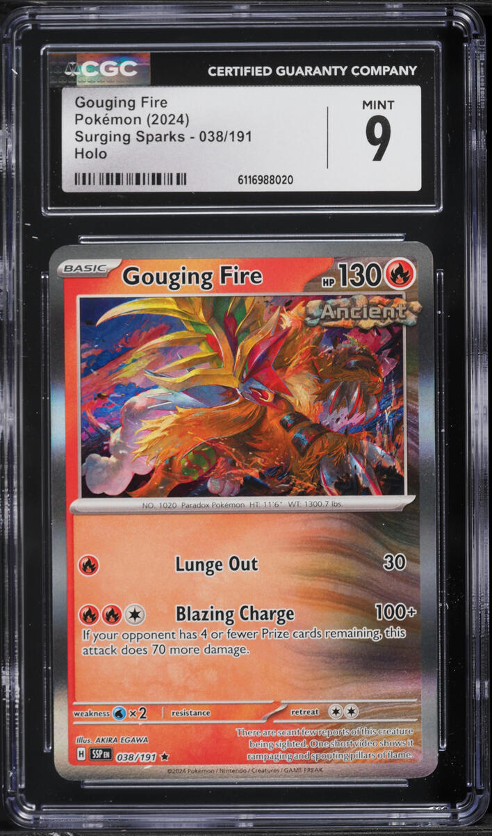 2024 Pokemon Scarlet & Violet Surging Sparks Holo Gouging Fire #38 CGC 9 MINT