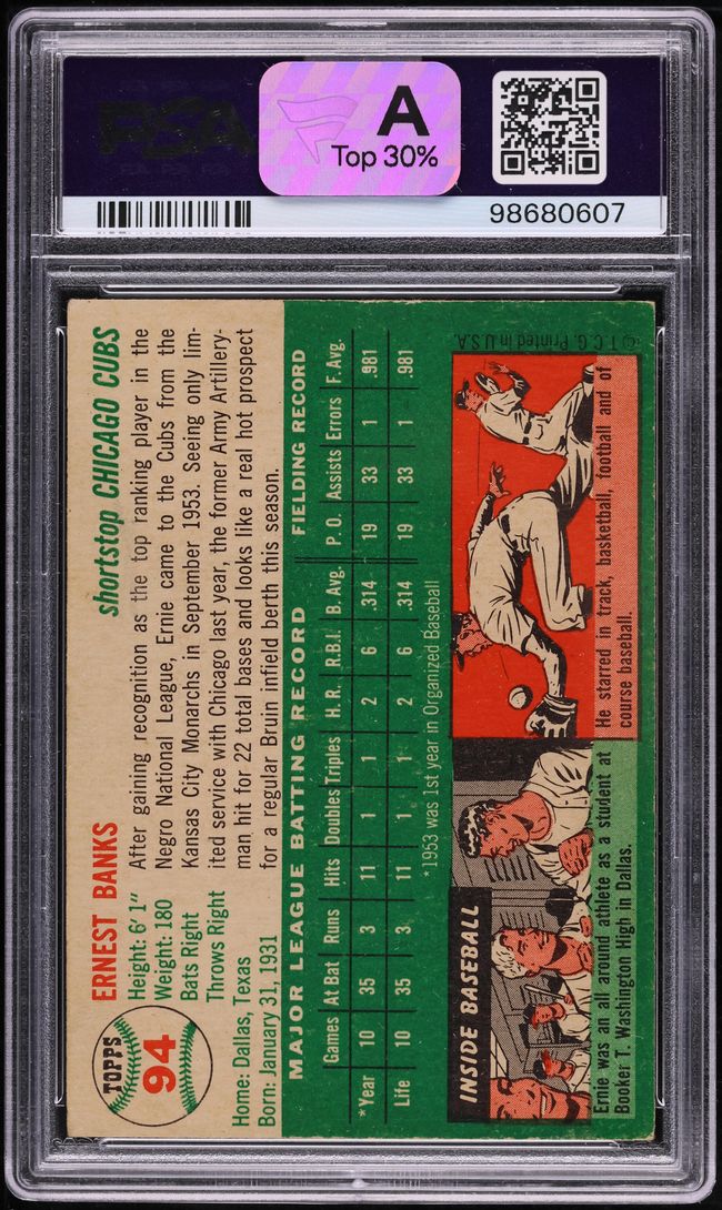 1954 Topps Ernie Banks ROOKIE #94 PSA 3.5 VG+