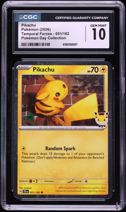 2026 Pokemon Scarlet & Violet Temporal Forces Day Collection Pikachu #51 CGC 10 Gem Mint