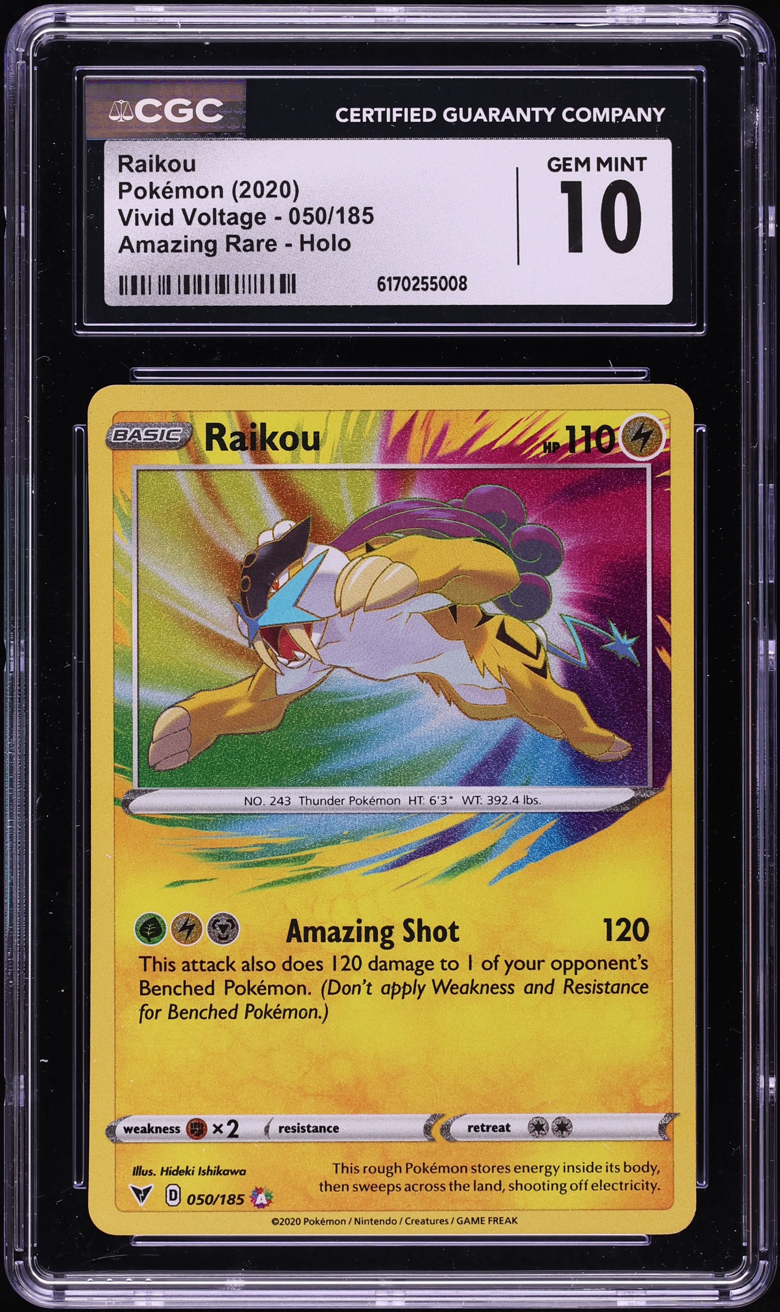 2020 Pokemon Sword & Shield Vivid Voltage Amazing Rare Raikou #50 CGC 10 GEM MINT