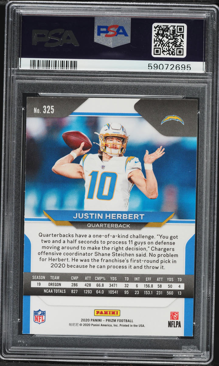 2020 Panini Prizm Justin Herbert ROOKIE #325 PSA 9 MINT