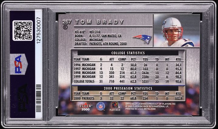2000 Metal Emerald Tom Brady ROOKIE #267 PSA 8 NM-MT