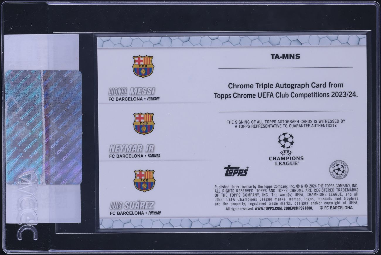 2023 Topps Chrome UCC Triple Superfractor Messi Neymar Suarez AUTO 1/1 CGC AUTH