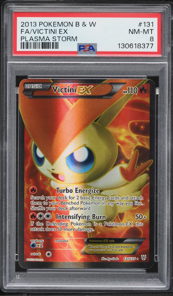 2013 Pokemon Black & White Plasma Storm Full Art Victini Ex #131 PSA 8 NM-MT