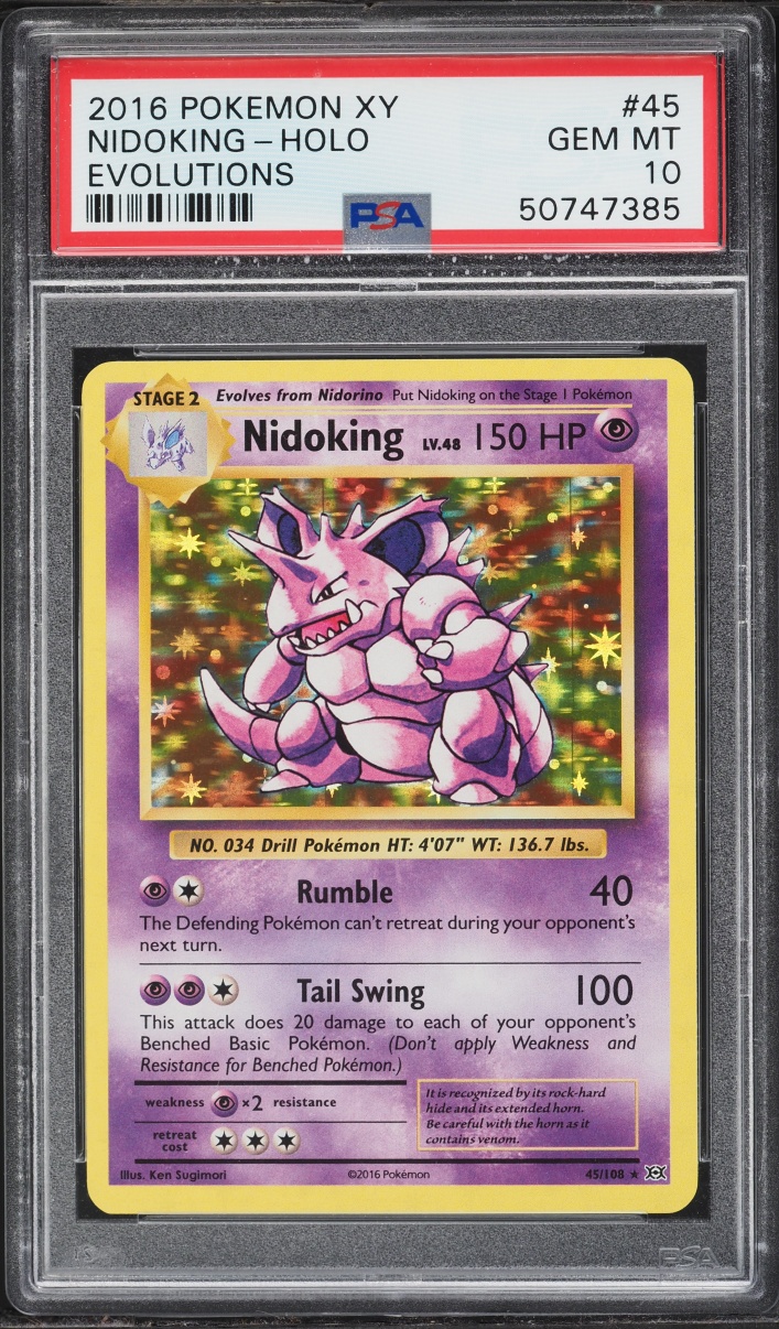 2016 Pokemon XY Evolutions Holo Nidoking #45 PSA 10 GEM MINT