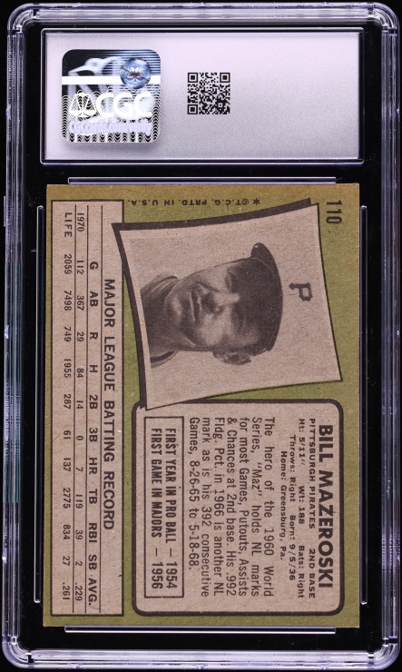 1971 Topps Bill Mazeroski #110 CGC 5 EX