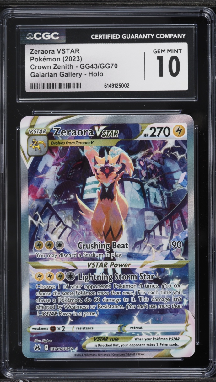 2023 Pokemon SWSH Crown Zenith Galarian Gallery Full Art Zeraora VSTAR #GG43 CGC 10 GEM MINT