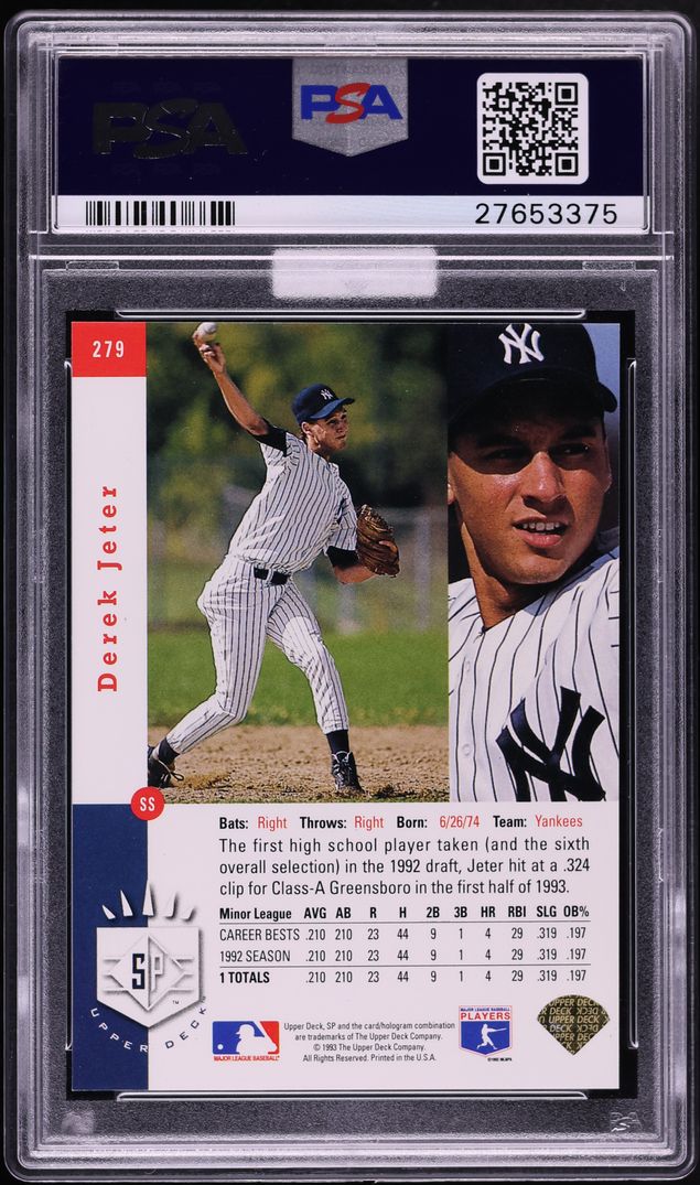 1993 SP Foil Derek Jeter ROOKIE #279 MBA PSA 10 GEM MINT