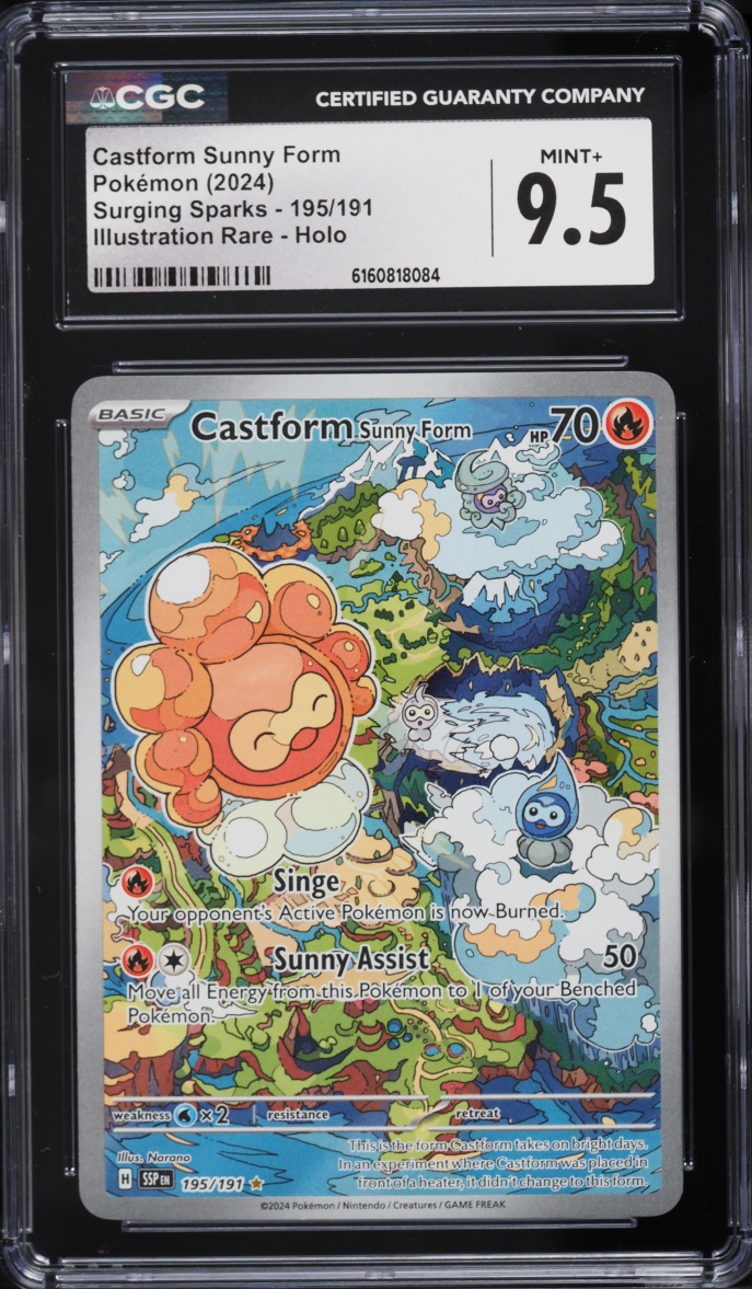 2024 Pokemon Scarlet & Violet Surging Sparks IR Castform Sunny Form #195 CGC 9.5 MINT+